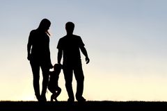 silhouette-family-three-people-walking-sunset-including-mother-father-young-child-playing-around-52401119